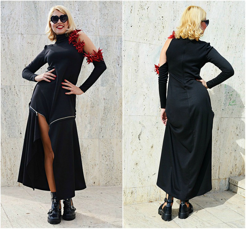Black Jersey Dress Aminda
